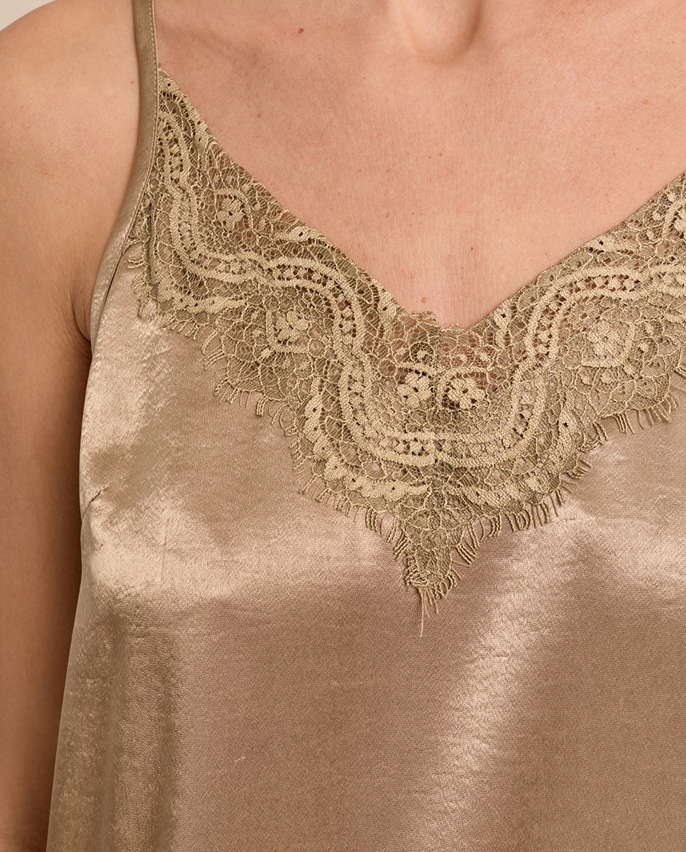 Top de mujer lencero detalle encaje - Molly Bracken - Oro Oro-5
