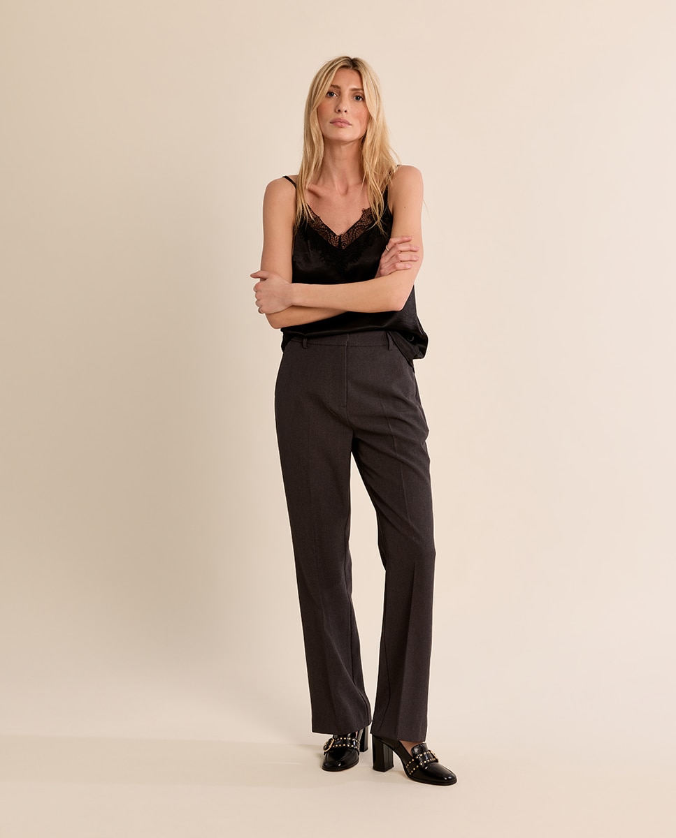Top de mujer lencero detalle encaje - Molly Bracken - Negro Negro-1