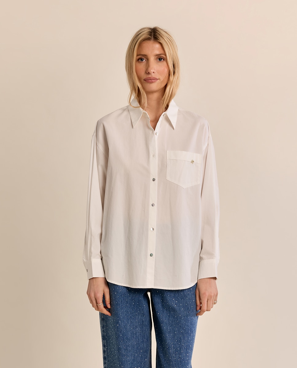 Imagen 2 de Camisa de mujer de manga larga bolsillo frontal - Molly Bracken - Crudo Crudo