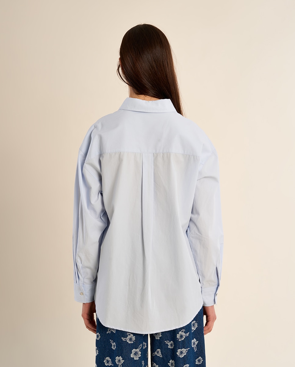 Camisa de mujer de manga larga bolsillo frontal - Molly Bracken - Azul claro Azul claro-4