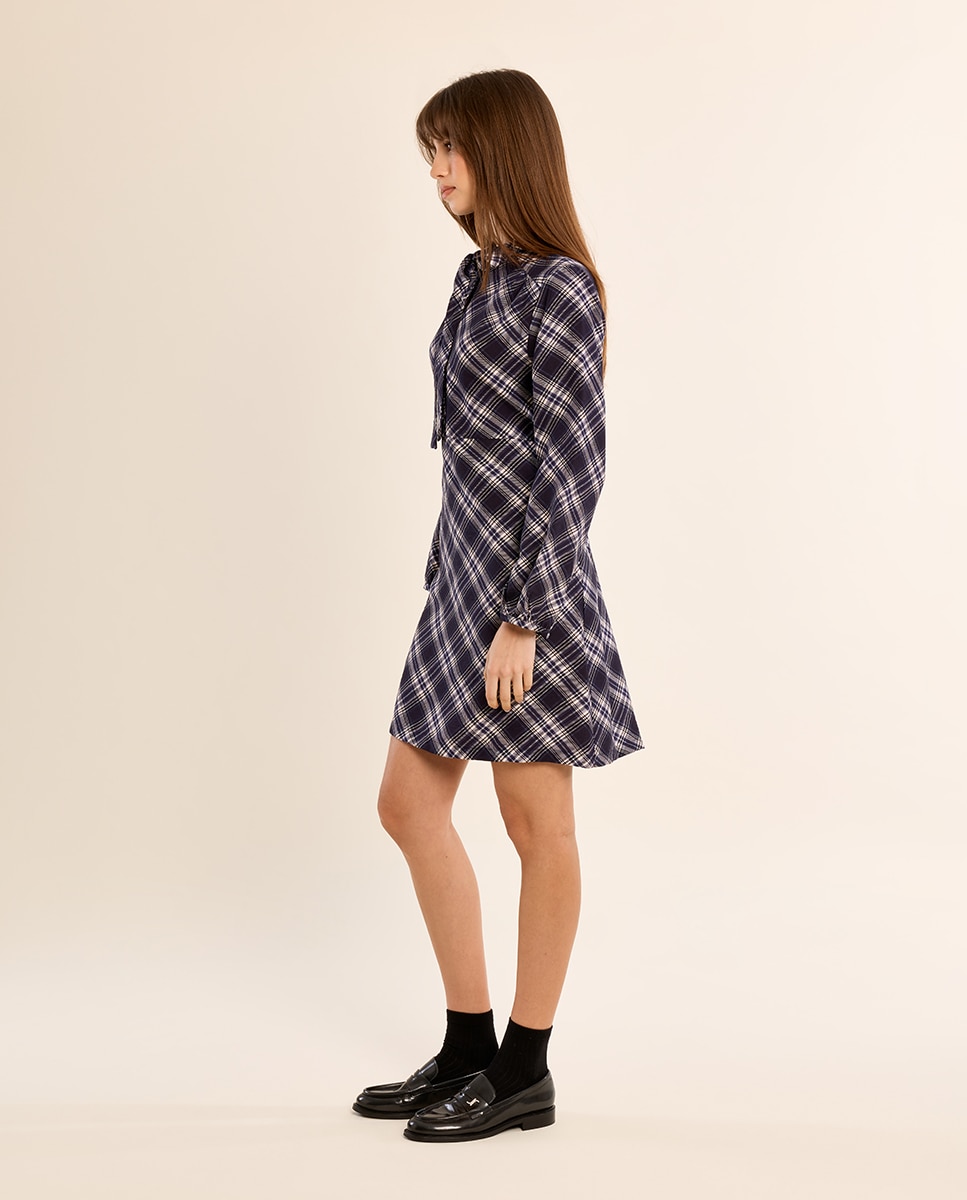 Vestido de manga larga con estampado - Molly Bracken - Azul marino Azul marino-1