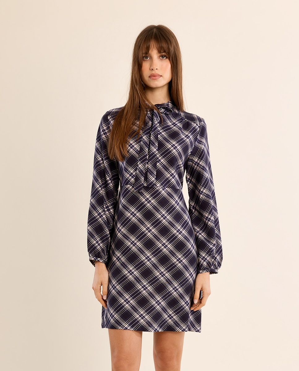Vestido de manga larga con estampado - Molly Bracken - Azul marino Azul marino-2