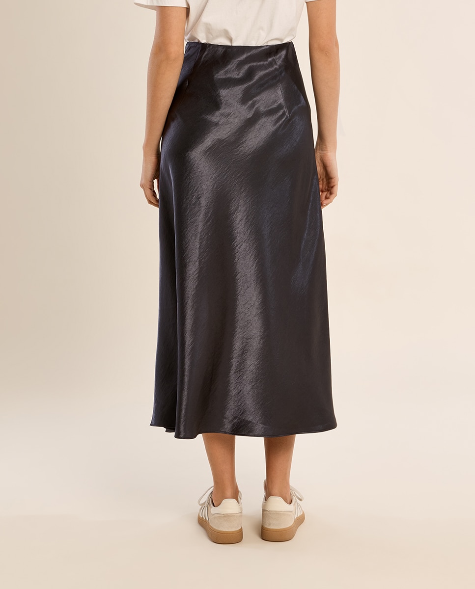 Falda larga satinada - Molly Bracken - Acero negro Acero negro-4