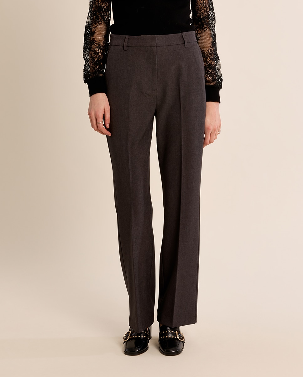 Pantalón de mujer largo raya diplomática - Molly Bracken - Gris Gris-2