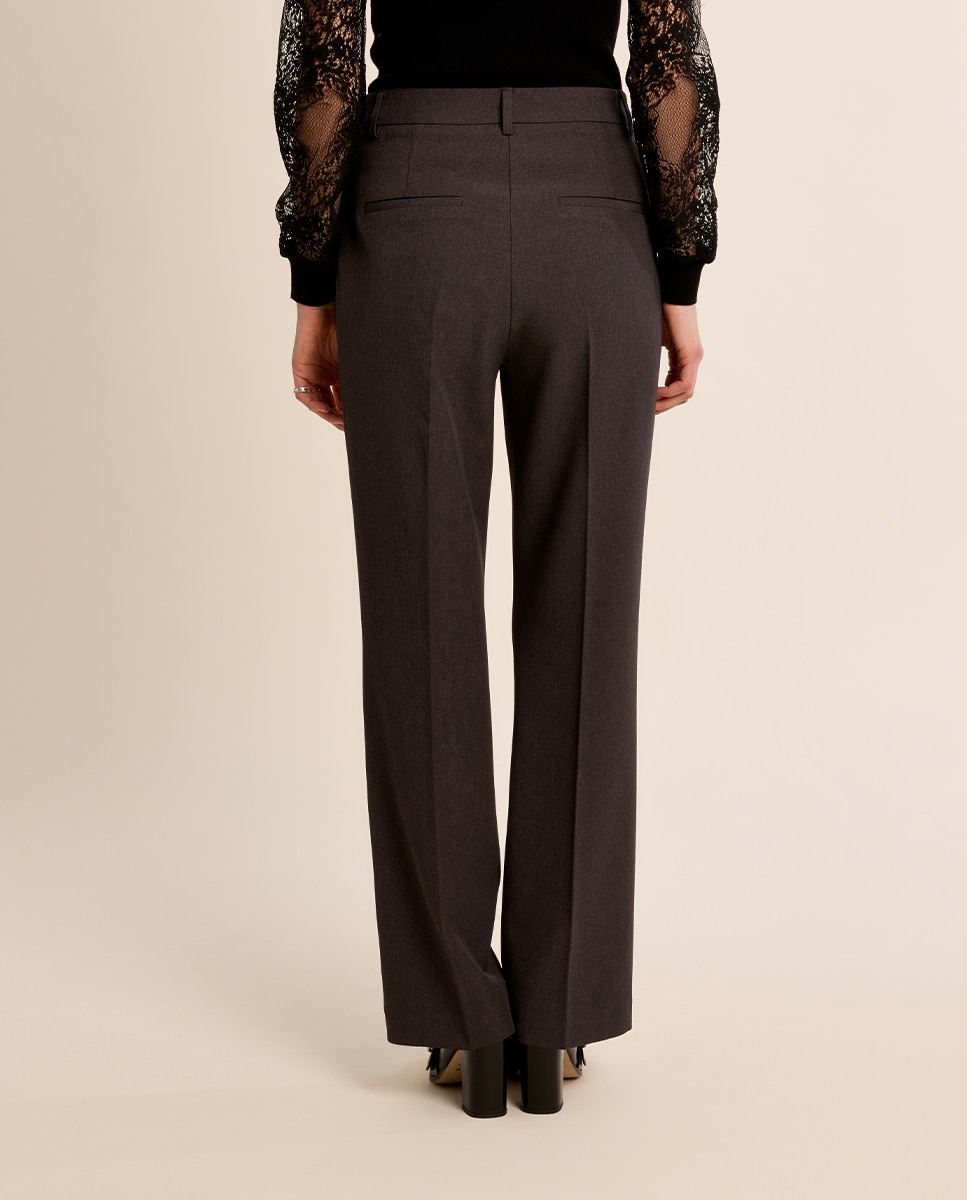 Pantalón de mujer largo raya diplomática - Molly Bracken - Gris Gris-4
