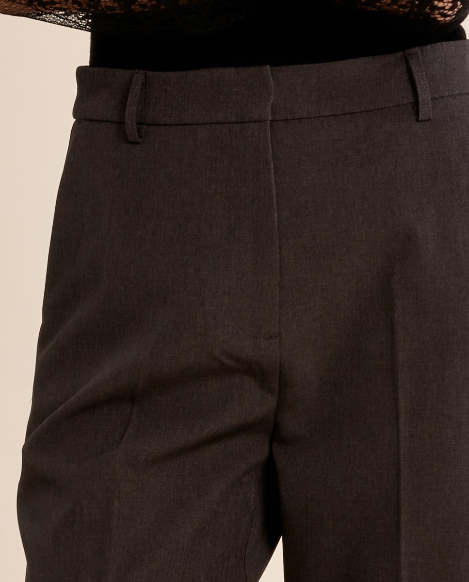 Pantalón de mujer largo raya diplomática - Molly Bracken - Gris Gris-5
