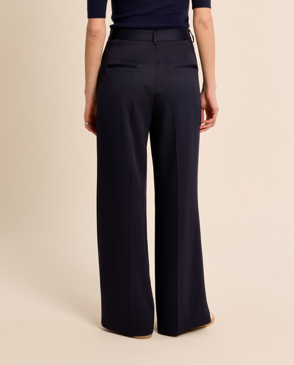 Pantalón de mujer largo perneras anchas - Molly Bracken - Azul marino Azul marino-3