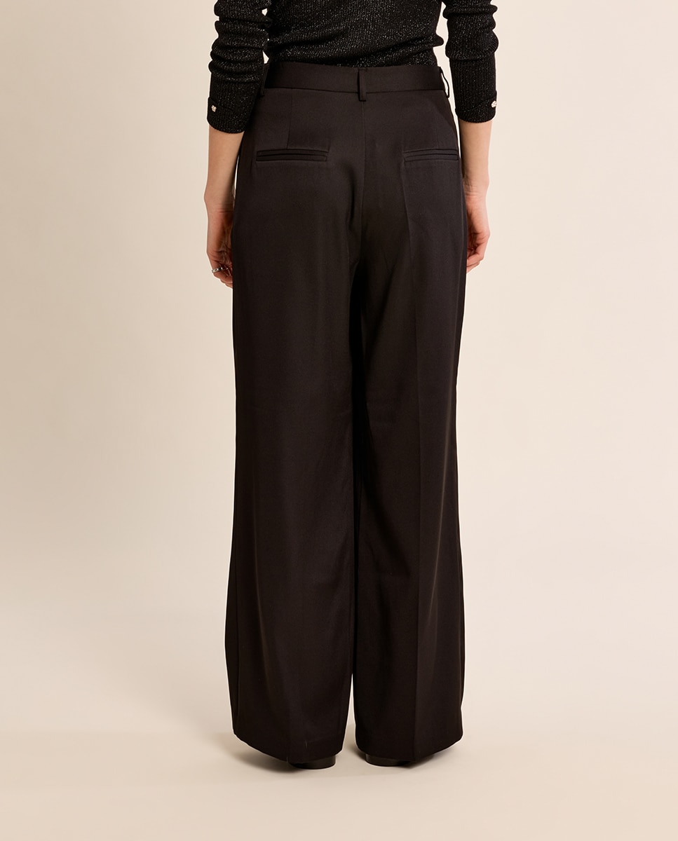 Pantalón de mujer largo perneras anchas - Molly Bracken - Negro Negro-4