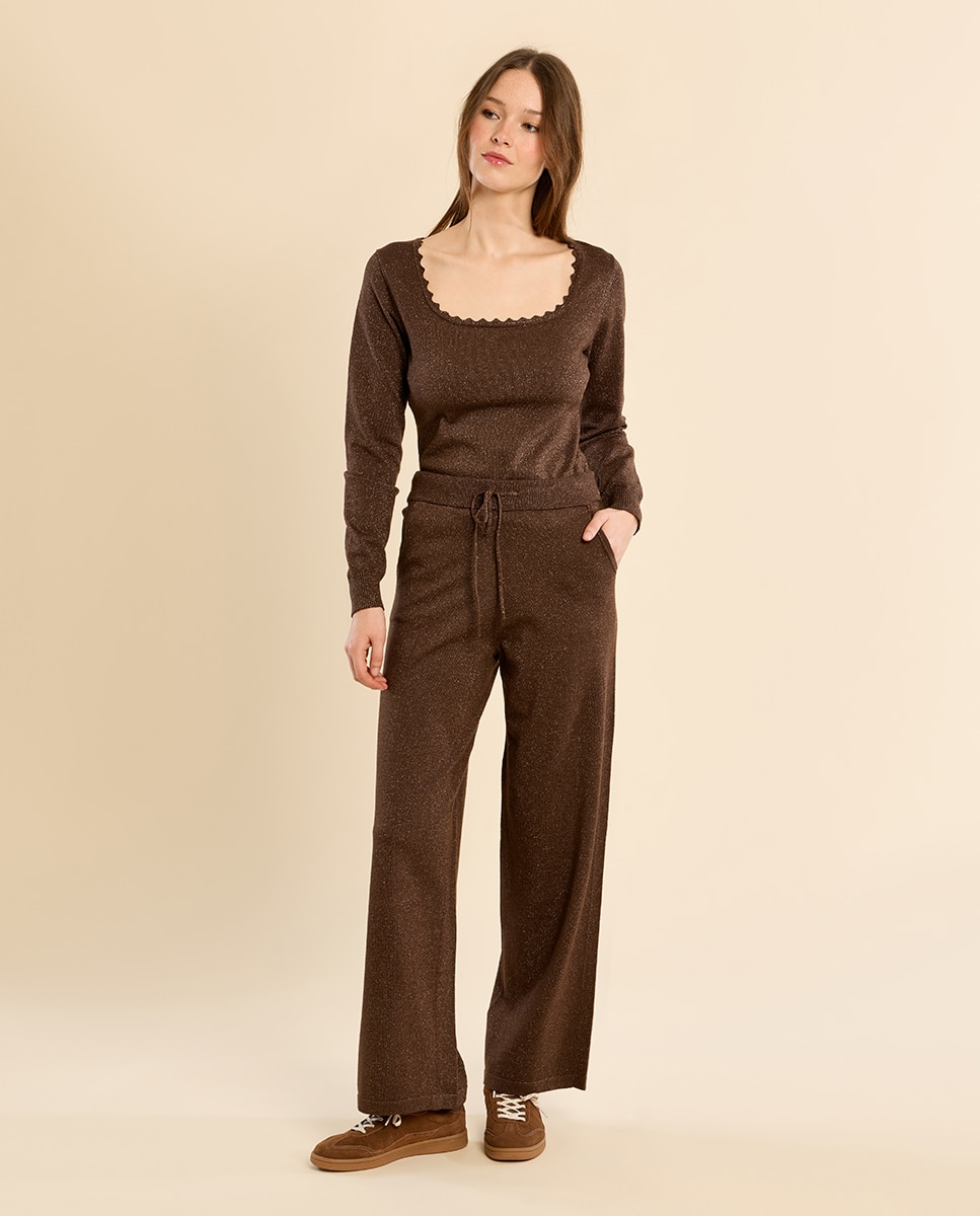 Pantalón de mujer largo de chándal - Molly Bracken - Marrón chocolate Marrón chocolate-1