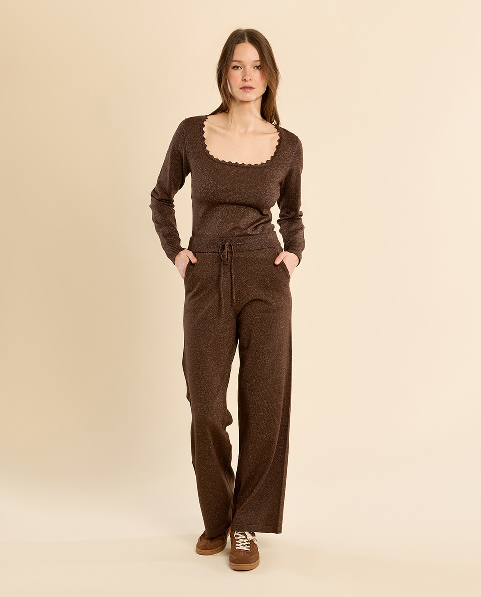Pantalón de mujer largo de chándal - Molly Bracken - Marrón chocolate Marrón chocolate-3