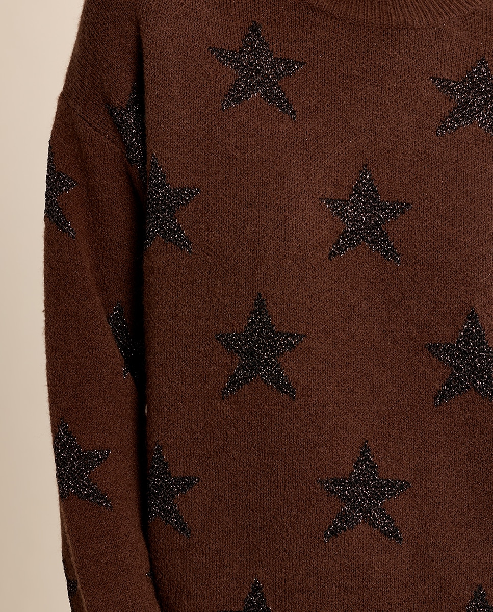Jersey de mujer de manga larga motivo estrellas - Molly Bracken - Marrón chocolate Marrón chocolate-5