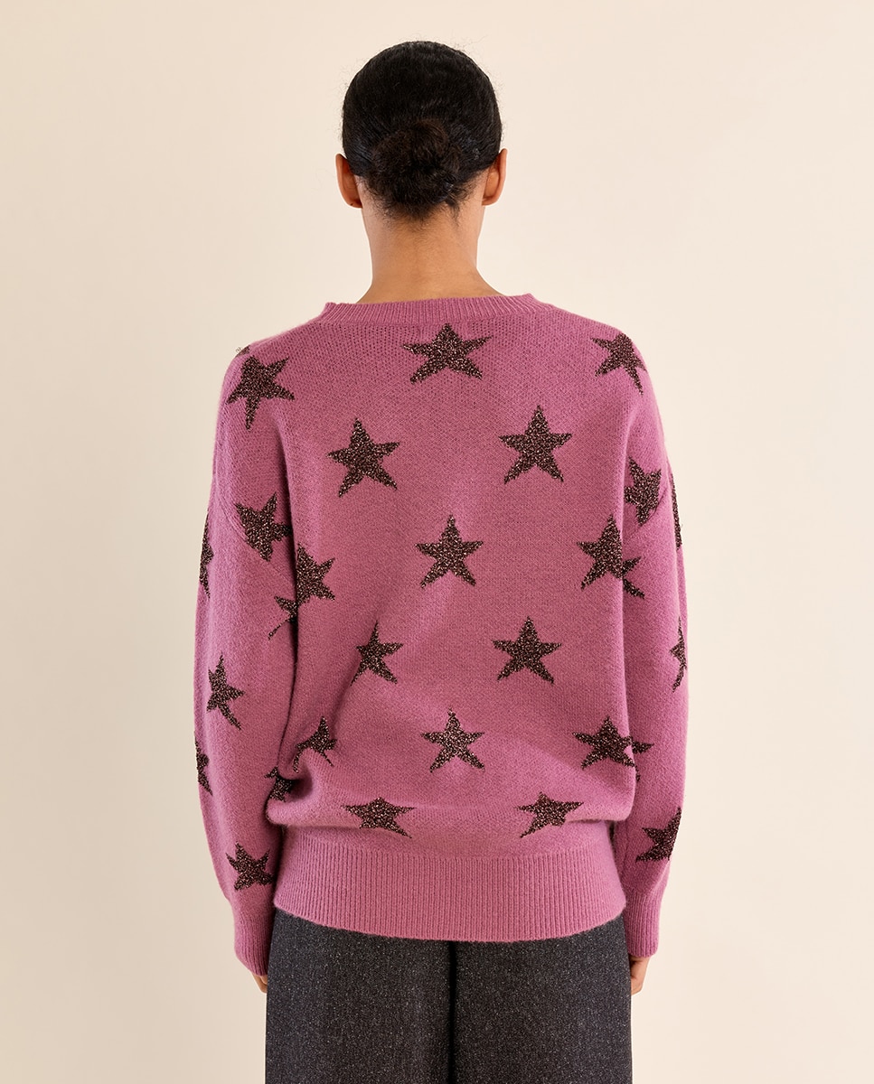 Jersey de mujer de manga larga motivo estrellas - Molly Bracken - Morado Morado-4