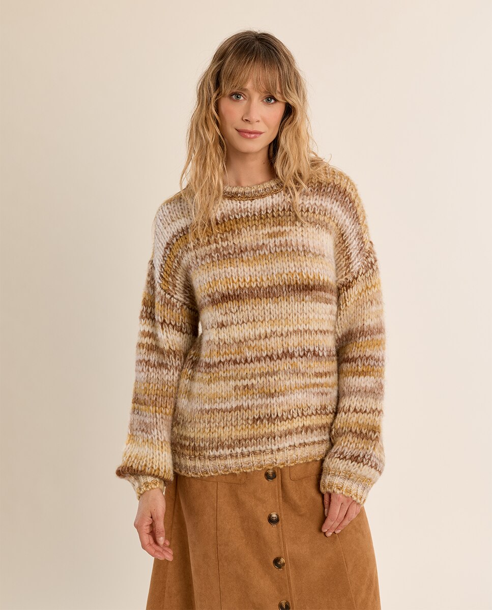 Jersey de mujer de manga larga estampado rayas - Molly Bracken - Camel Camel-2