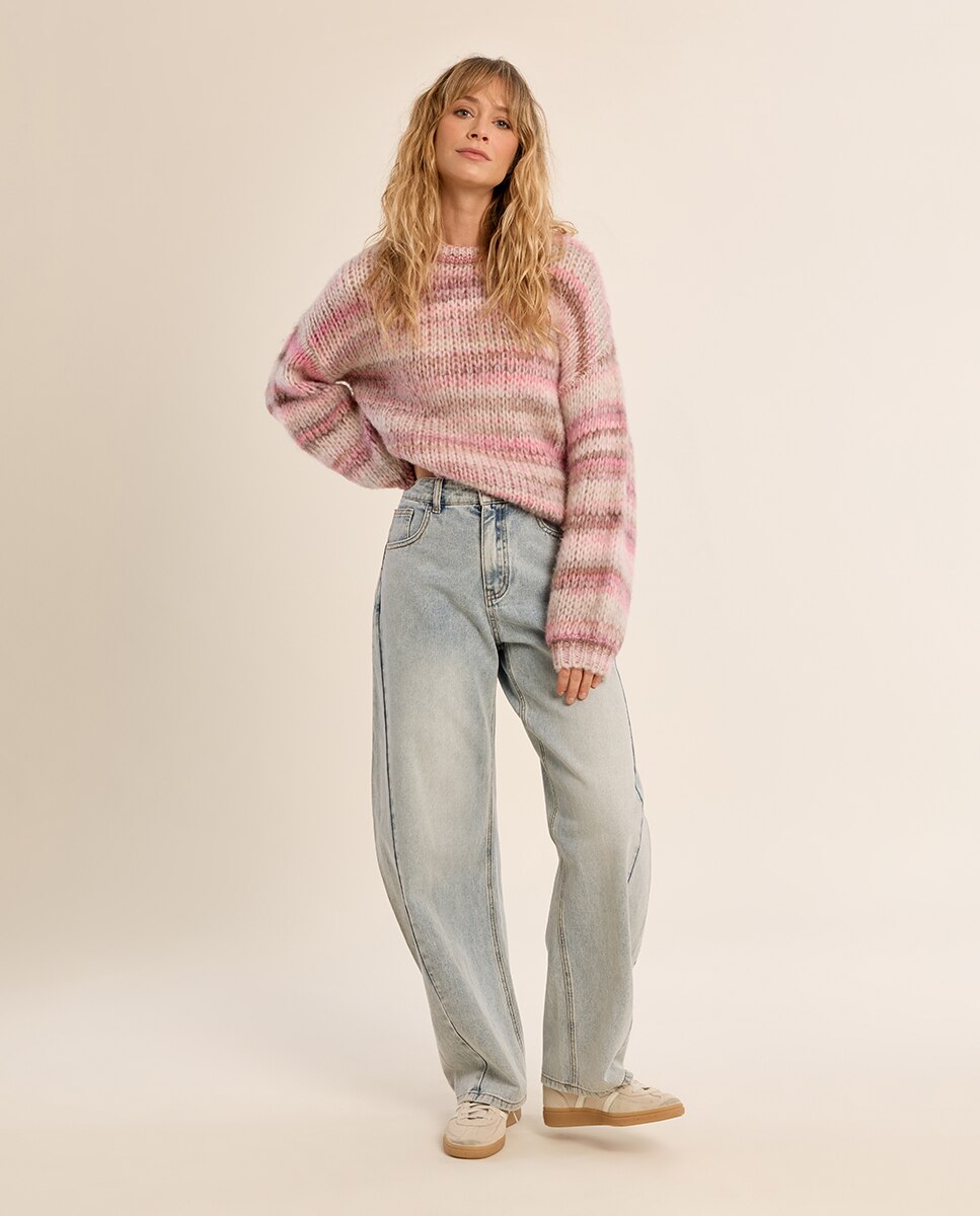 Jersey de mujer de manga larga estampado rayas - Molly Bracken - Rosa Rosa-1