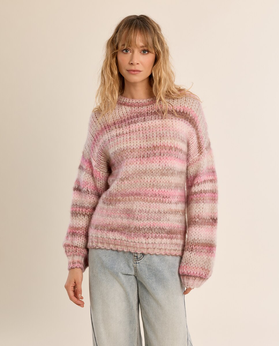 Jersey de mujer de manga larga estampado rayas - Molly Bracken - Rosa Rosa-2