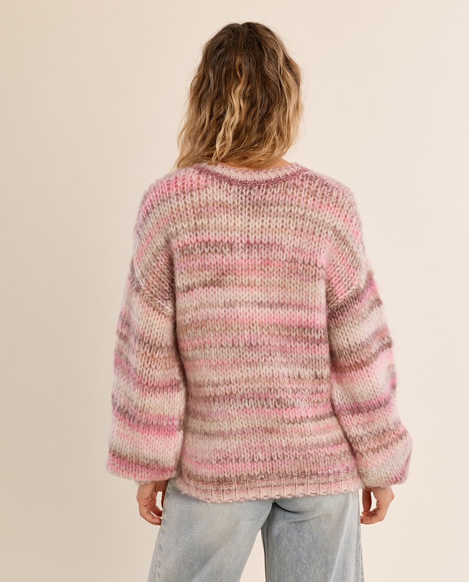 Jersey de mujer de manga larga estampado rayas - Molly Bracken - Rosa Rosa-4
