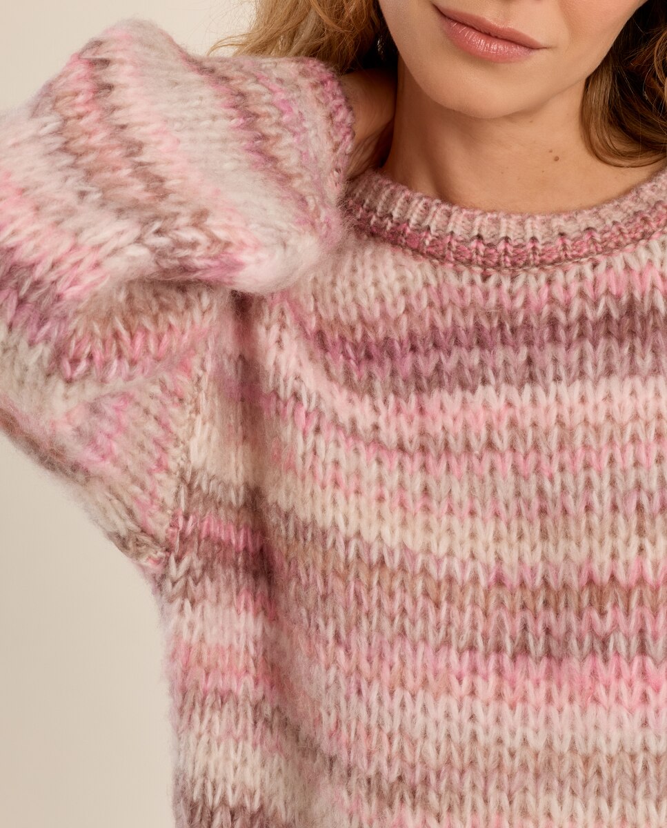 Jersey de mujer de manga larga estampado rayas - Molly Bracken - Rosa Rosa-5