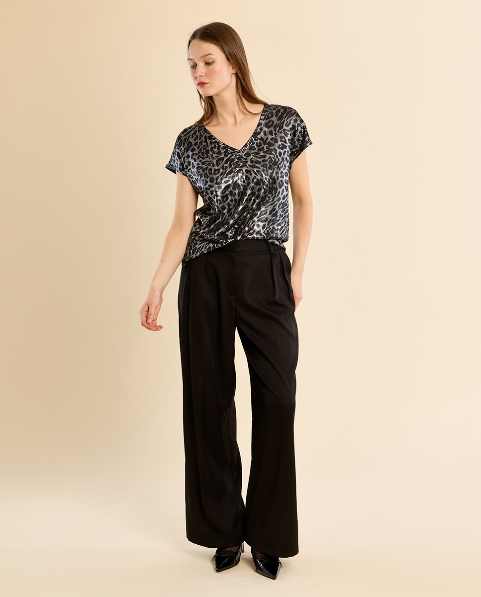 Camiseta de mujer de manga corta con estampado - Molly Bracken - Negro Negro-1