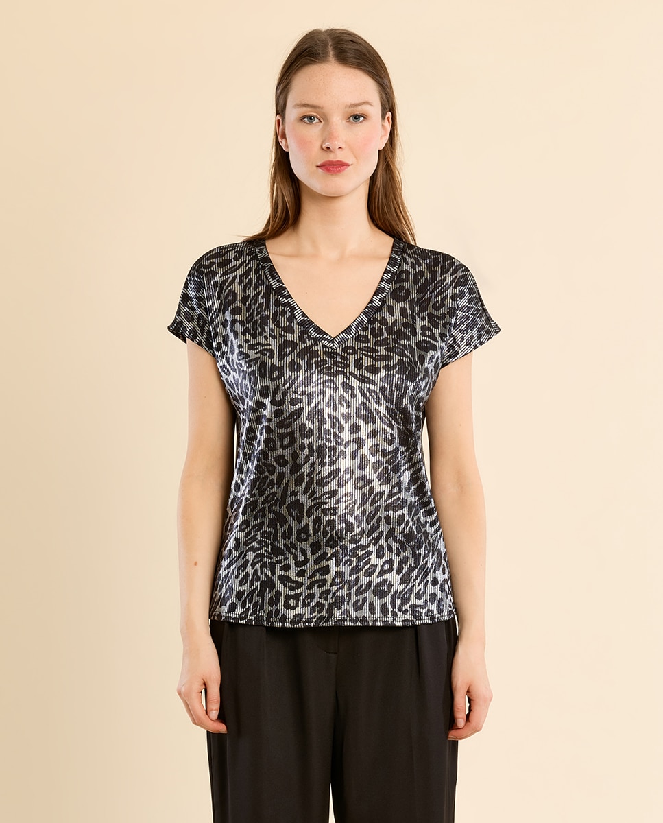 Camiseta de mujer de manga corta con estampado - Molly Bracken - Negro Negro-2