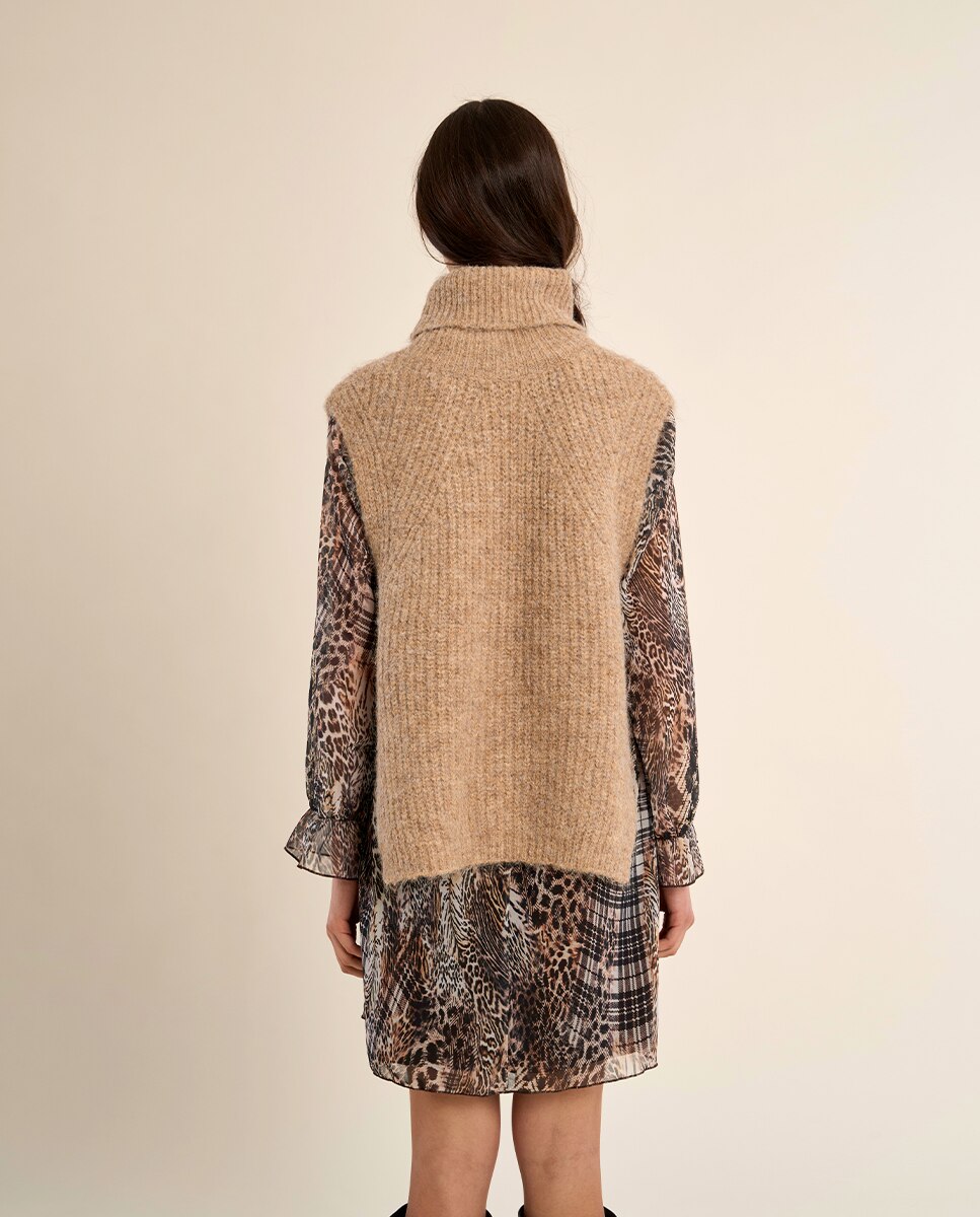 Jersey de mujer sin manga con aberturas - Molly Bracken - Beige Beige-4