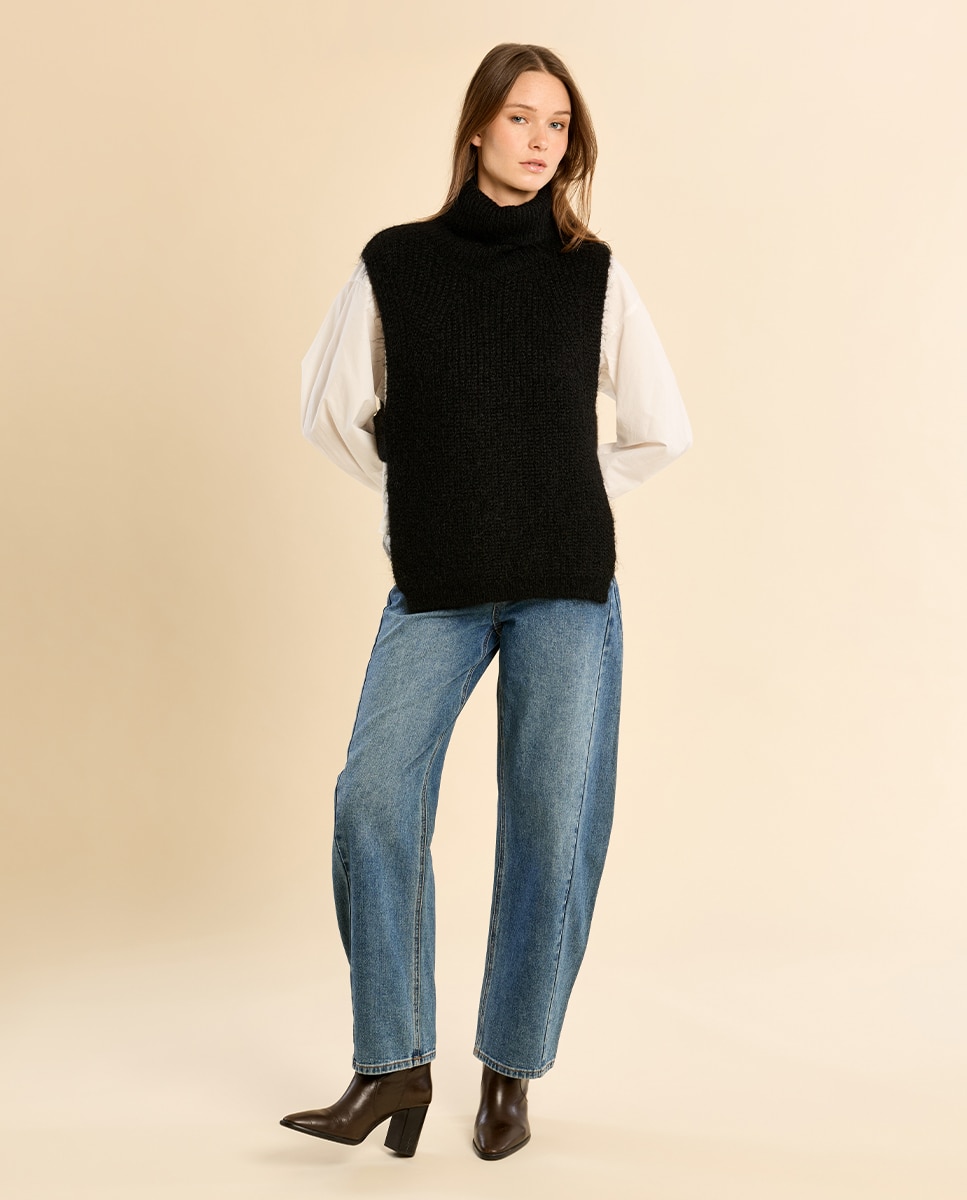 Jersey de mujer sin manga con aberturas - Molly Bracken - Negro Negro-1