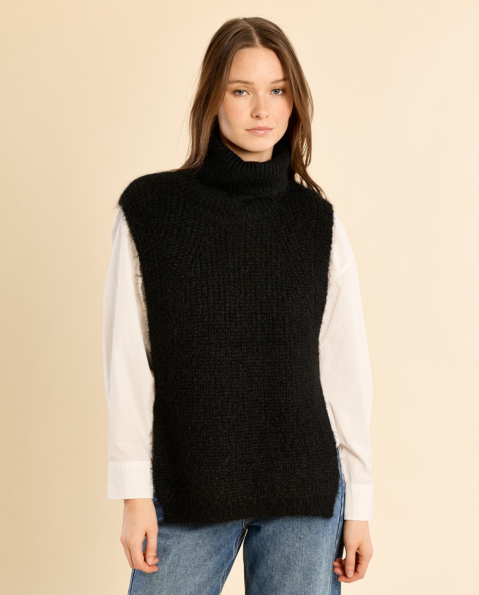 Jersey de mujer sin manga con aberturas - Molly Bracken - Negro Negro-2
