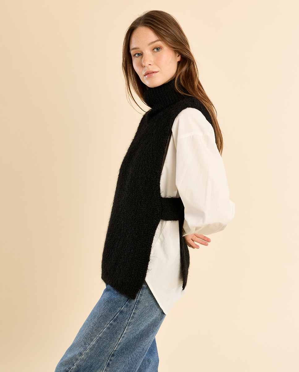 Jersey de mujer sin manga con aberturas - Molly Bracken - Negro Negro-3
