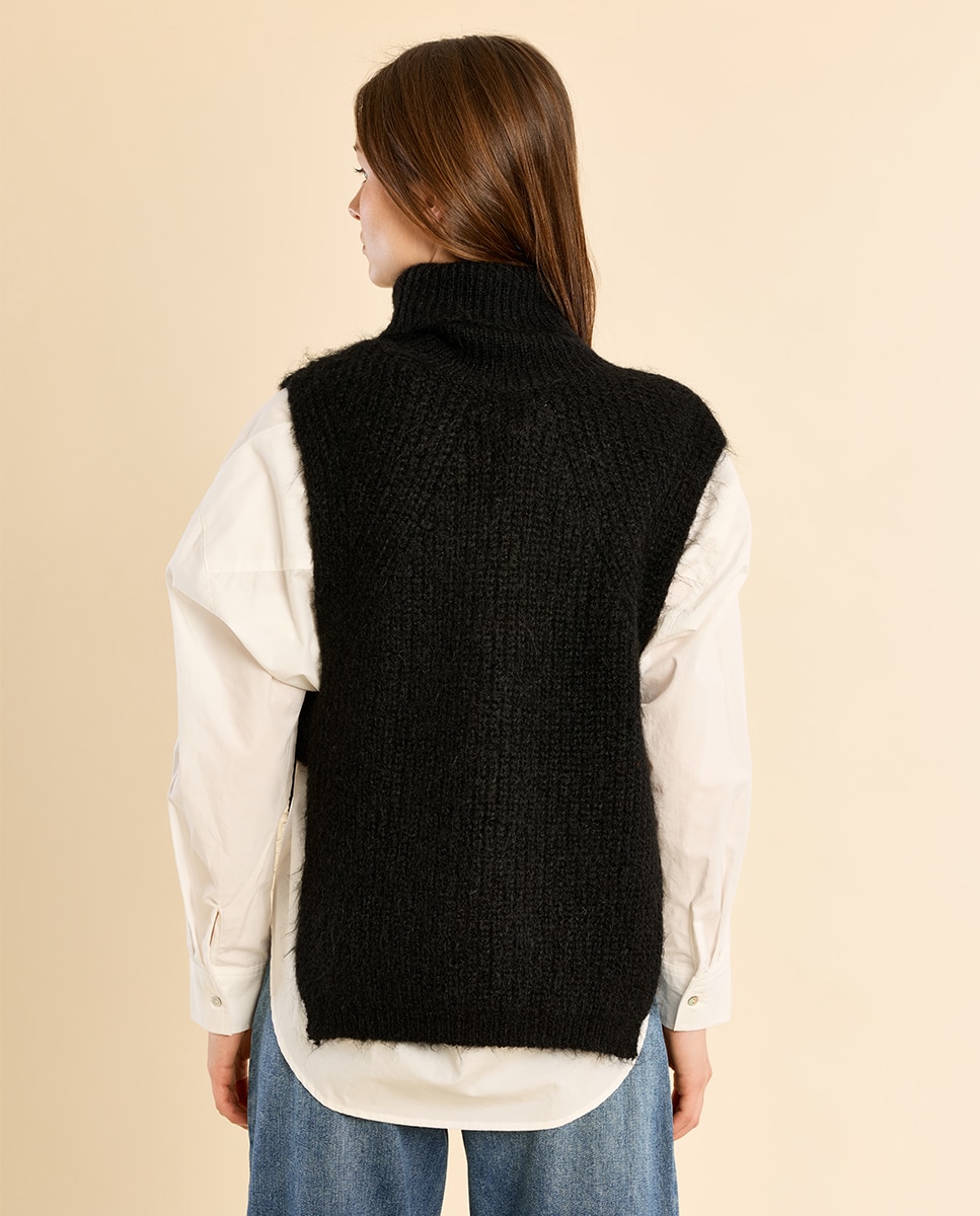 Jersey de mujer sin manga con aberturas - Molly Bracken - Negro Negro-4