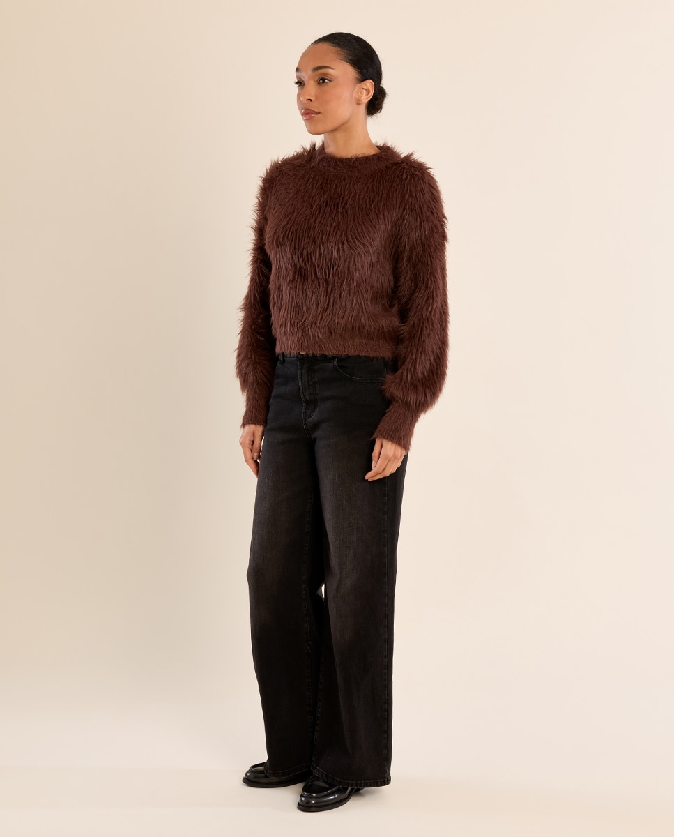 Jersey de mujer de manga larga de peluche - Molly Bracken - Marrón chocolate Marrón chocolate-1