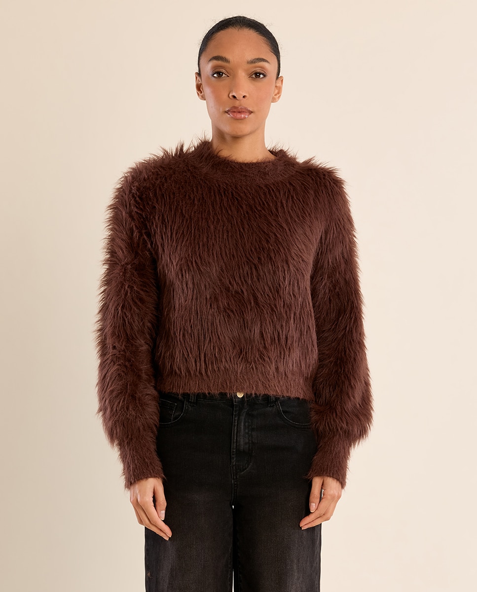 Jersey de mujer de manga larga de peluche - Molly Bracken - Marrón chocolate Marrón chocolate-2