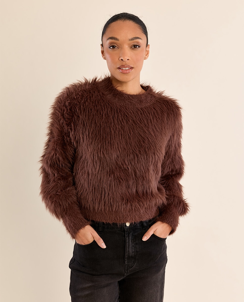 Jersey de mujer de manga larga de peluche - Molly Bracken - Marrón chocolate Marrón chocolate-3