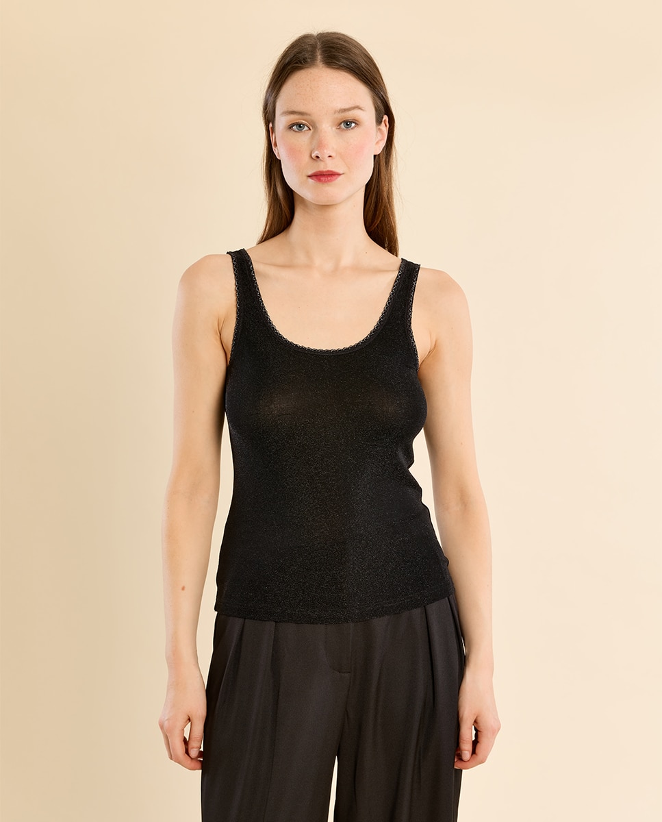 Top de mujer de tirantes detalle encaje - Molly Bracken - Negro Negro-2