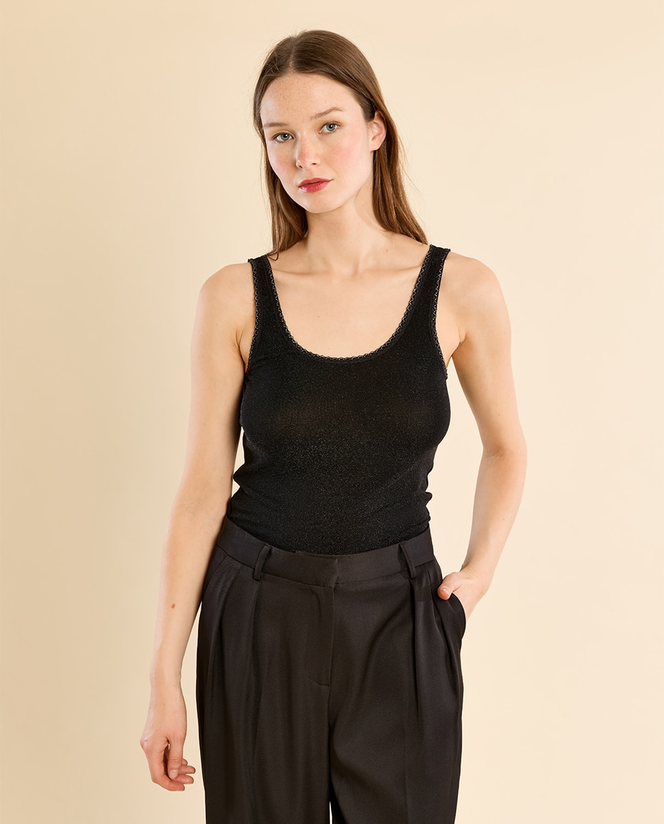 Top de mujer de tirantes detalle encaje - Molly Bracken - Negro Negro-3