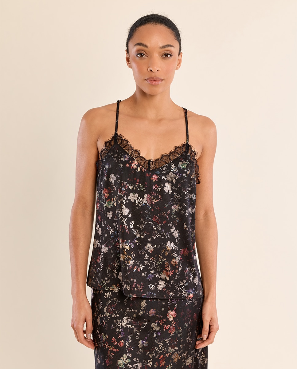 Top de mujer lencero con estampado - Molly Bracken - Negro Negro-2