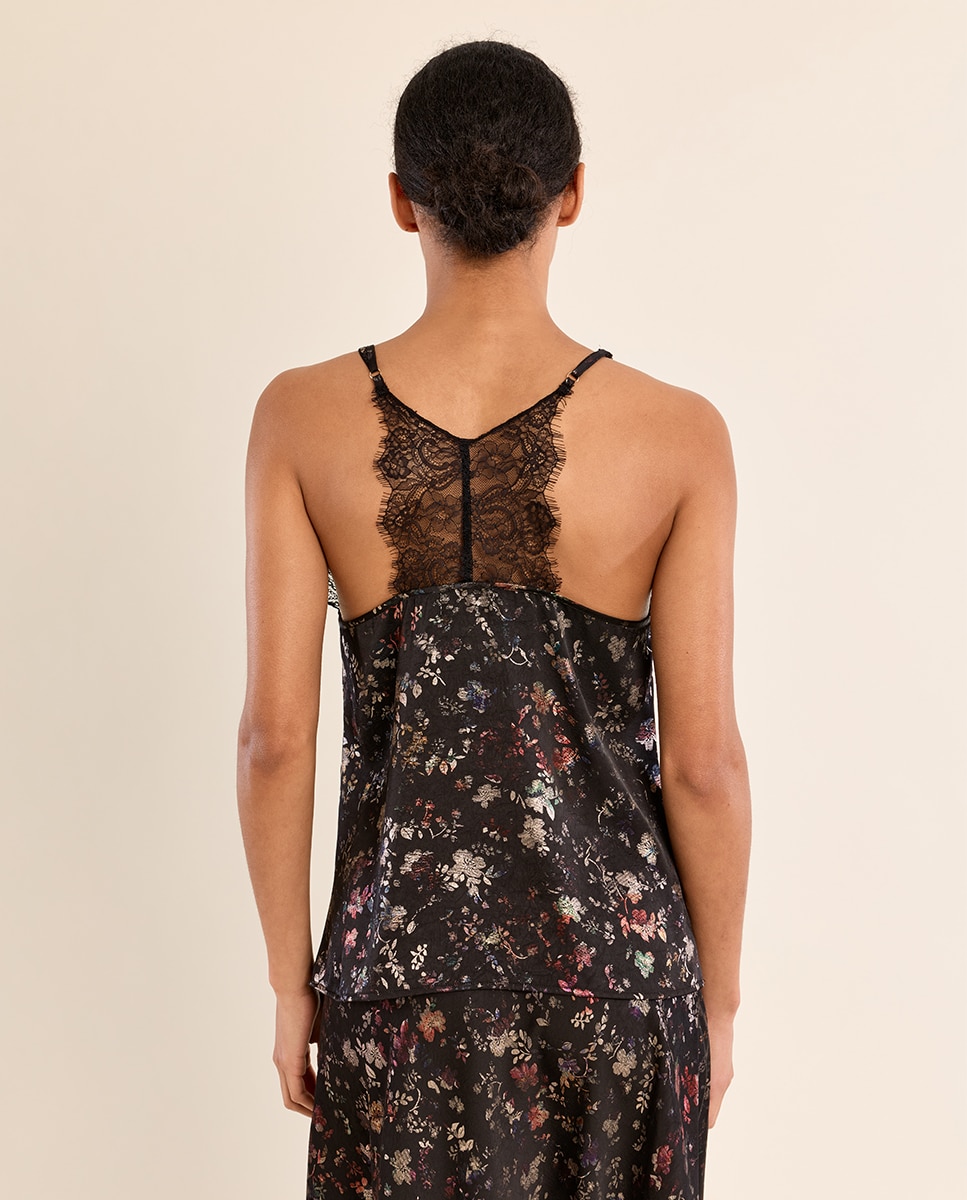 Top de mujer lencero con estampado - Molly Bracken - Negro Negro-4