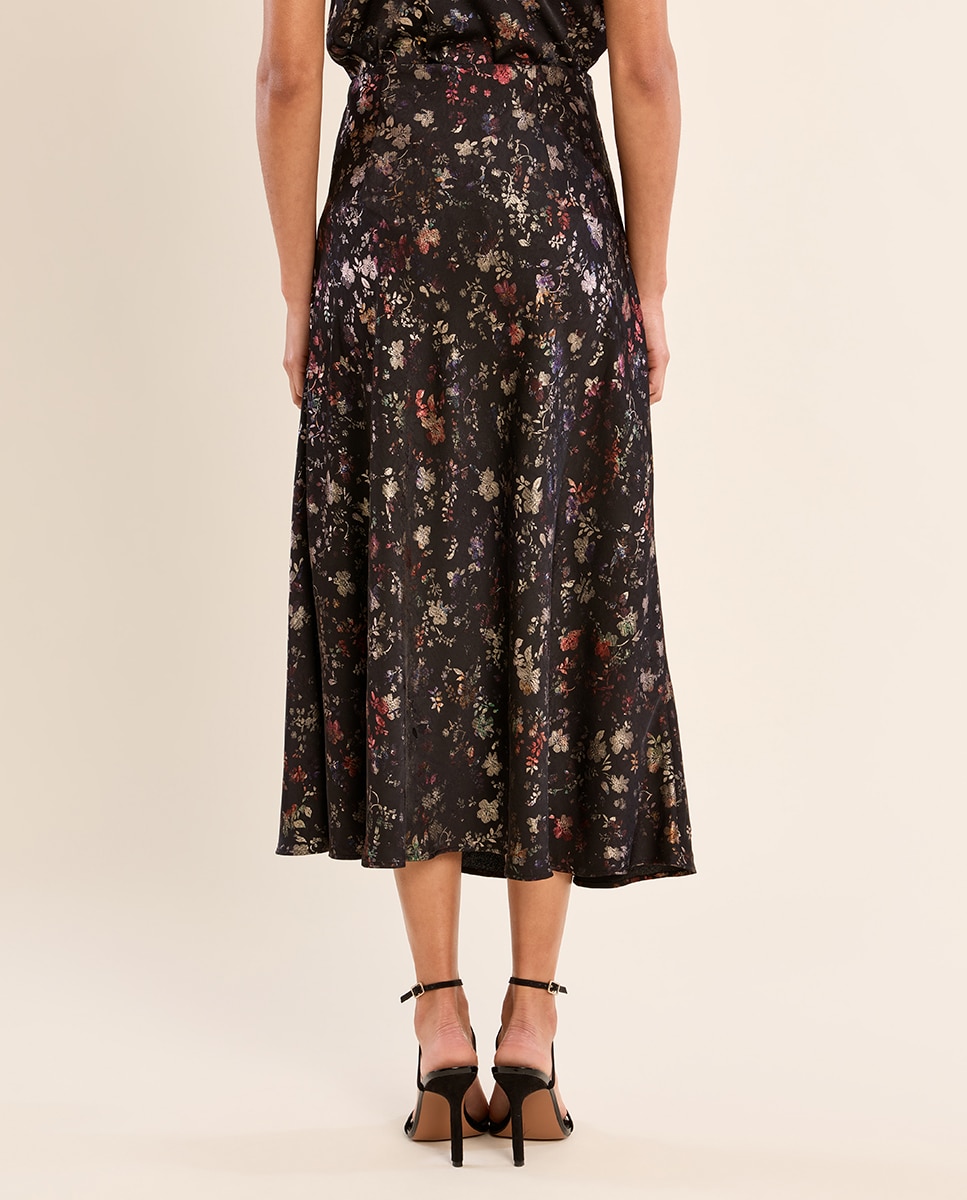 Falda larga estampado floral - Molly Bracken - Negro Negro-4