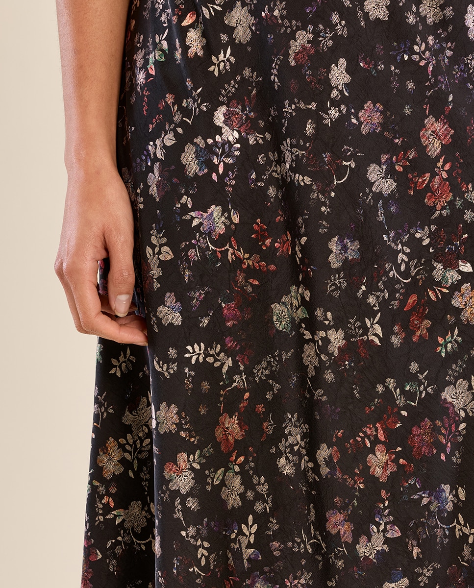 Falda larga estampado floral - Molly Bracken - Negro Negro-5