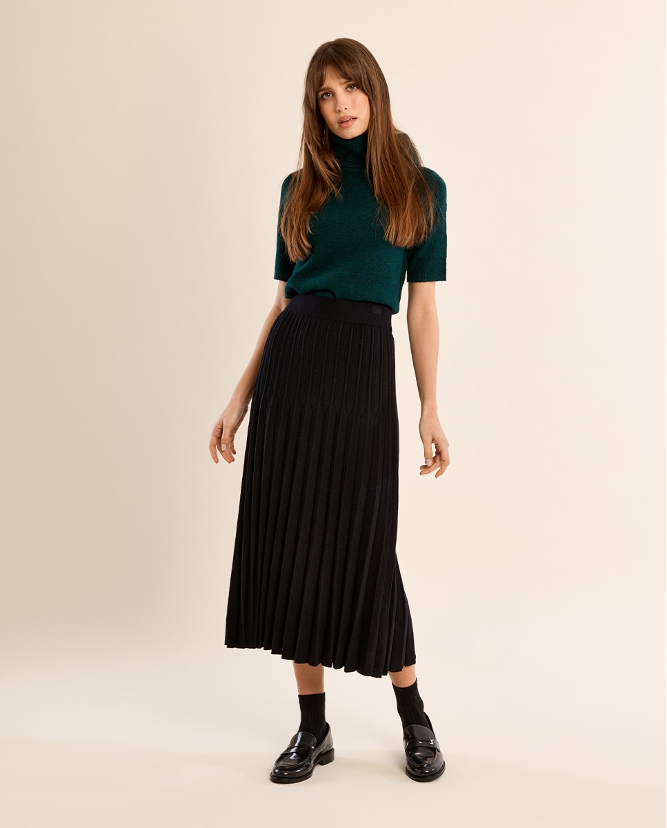Falda larga plisada - Molly Bracken - Negro Negro-1