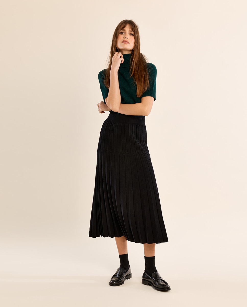 Falda larga plisada - Molly Bracken - Negro Negro-3