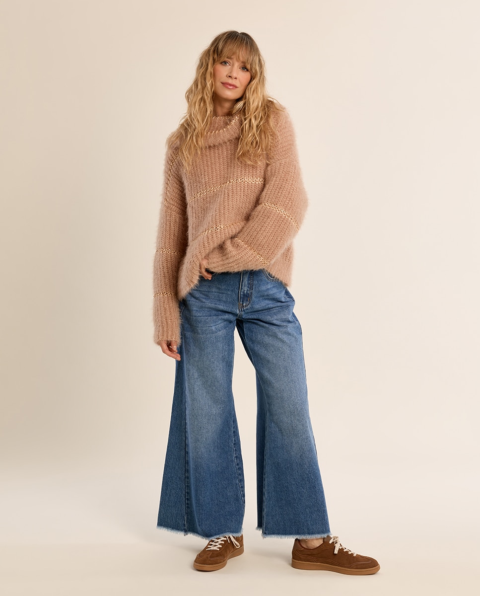 Jersey de mujer de manga larga motivo rayas - Molly Bracken - Beige Beige-1