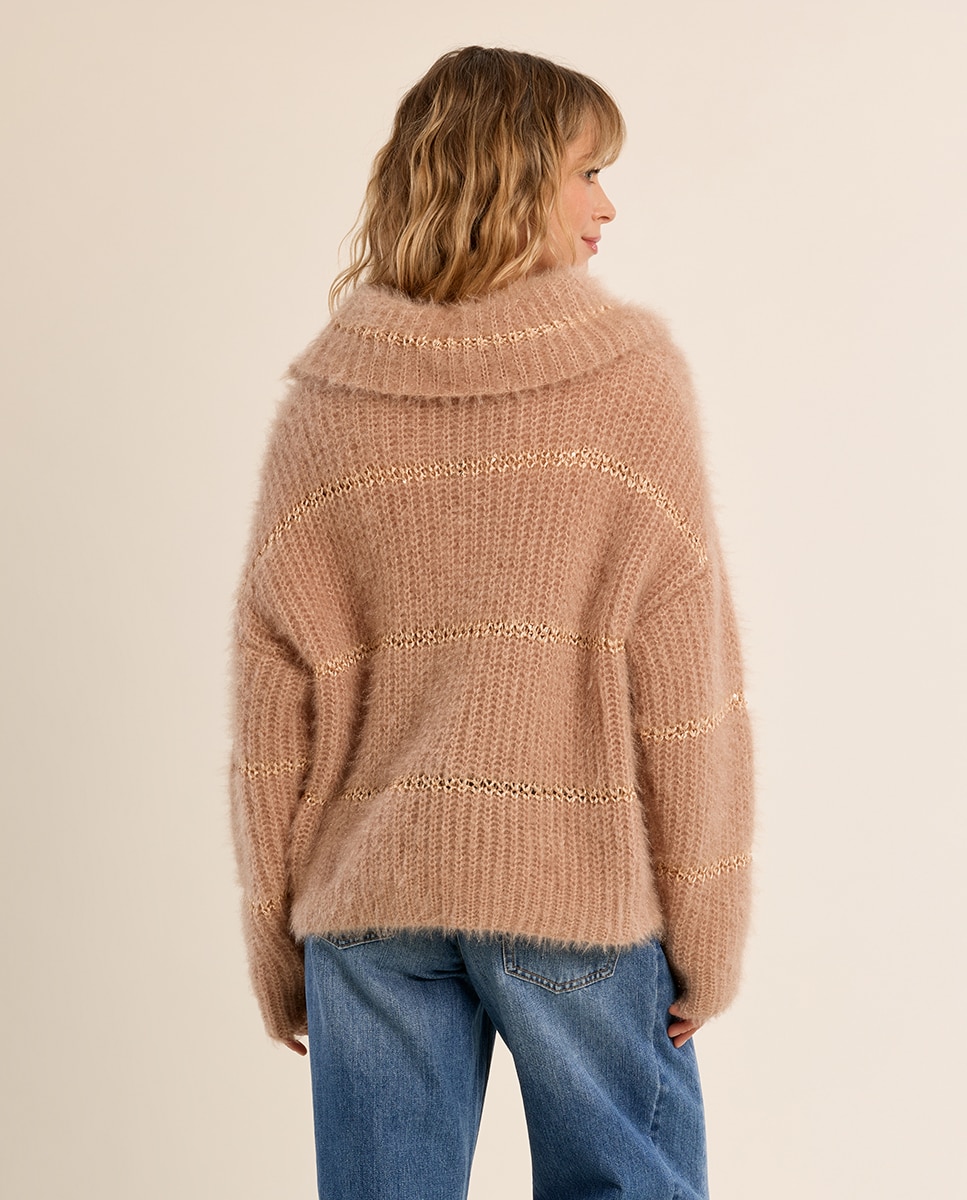 Jersey de mujer de manga larga motivo rayas - Molly Bracken - Beige Beige-4