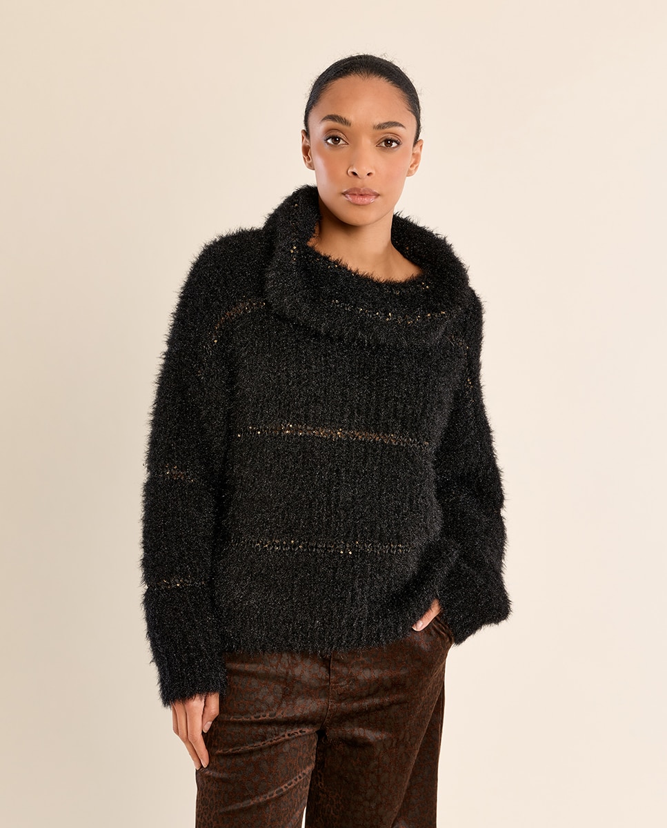 Jersey de mujer de manga larga motivo rayas - Molly Bracken - Negro Negro-3