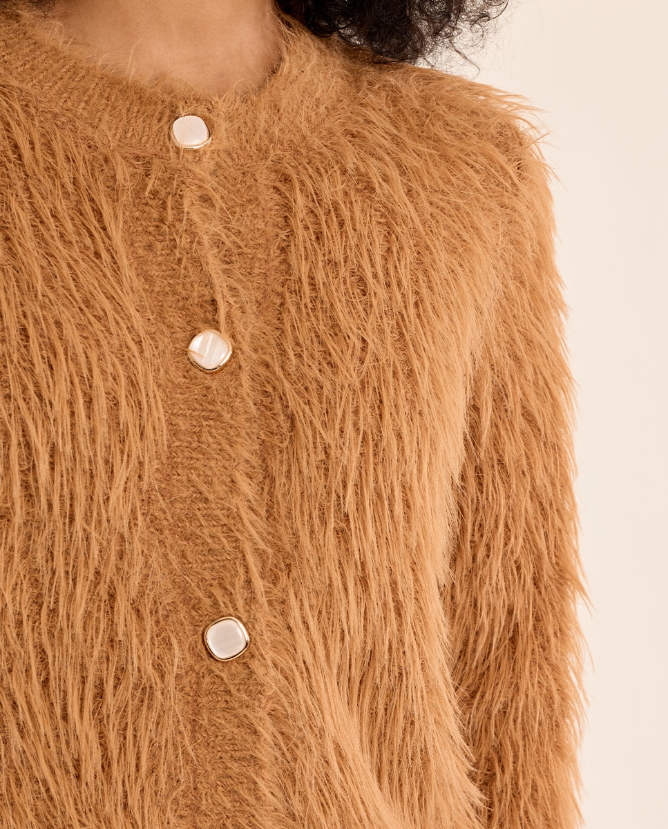 Cárdigan de mujer de manga larga de peluche - Molly Bracken - Camel Camel-5