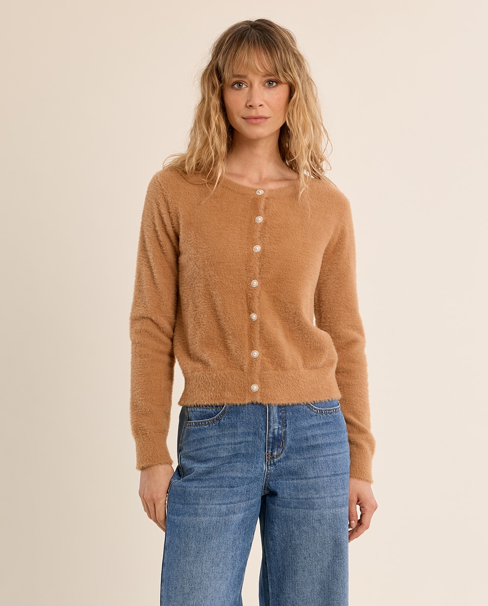 Cárdigan de mujer de manga larga cierre botones - Molly Bracken - Camel Camel-2