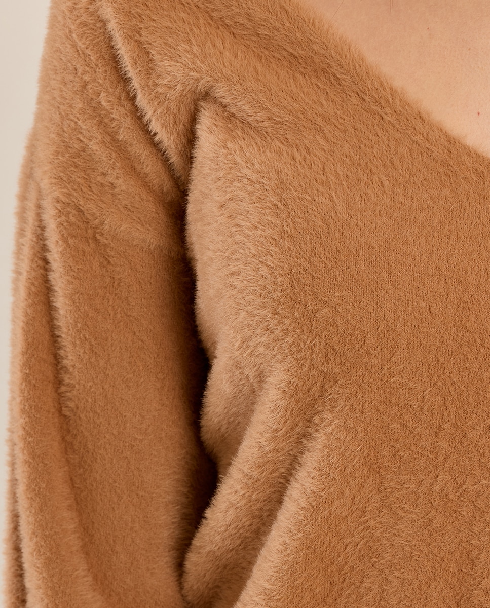 Jersey de mujer de manga larga cuello en v - Molly Bracken - Camel Camel-5