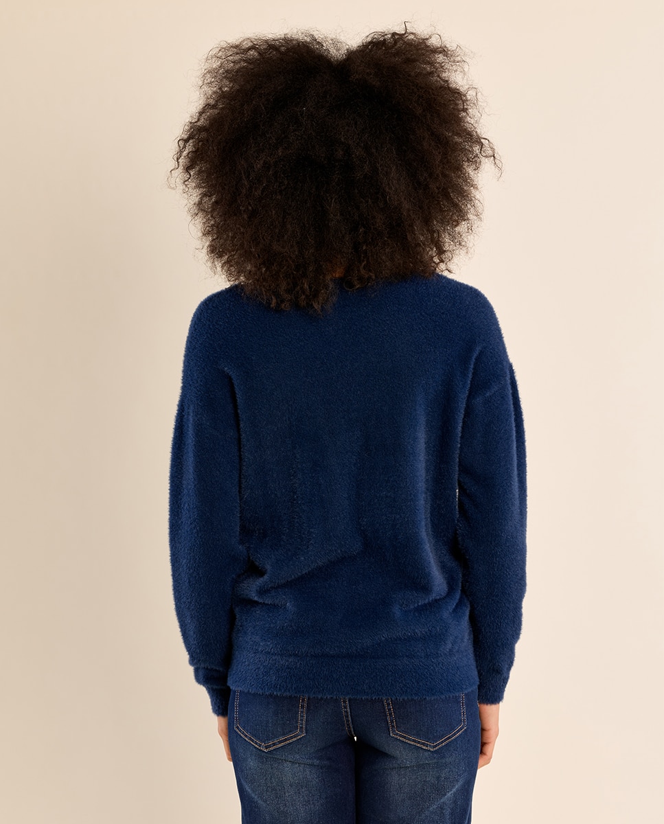 Jersey de mujer de manga larga cuello en v - Molly Bracken - Azul Azul-4