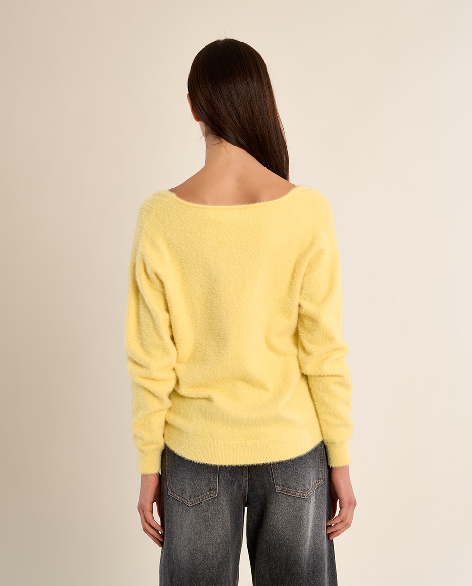 Jersey de mujer de manga larga cuello en v - Molly Bracken - Amarillo Amarillo-4