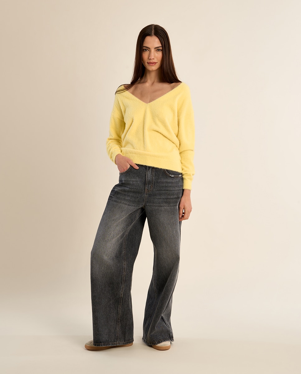 Imagen 1 de Jersey de mujer de manga larga cuello en v Amarillo