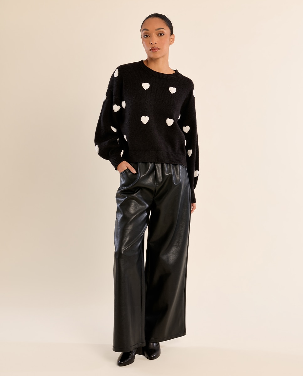 Jersey de mujer de manga larga con estampado - Molly Bracken - Negro Negro-1