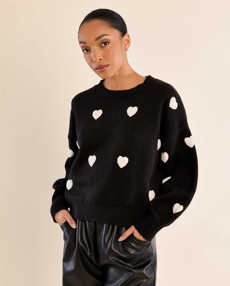 Jersey de mujer de manga larga con estampado - Molly Bracken - Negro Negro-3